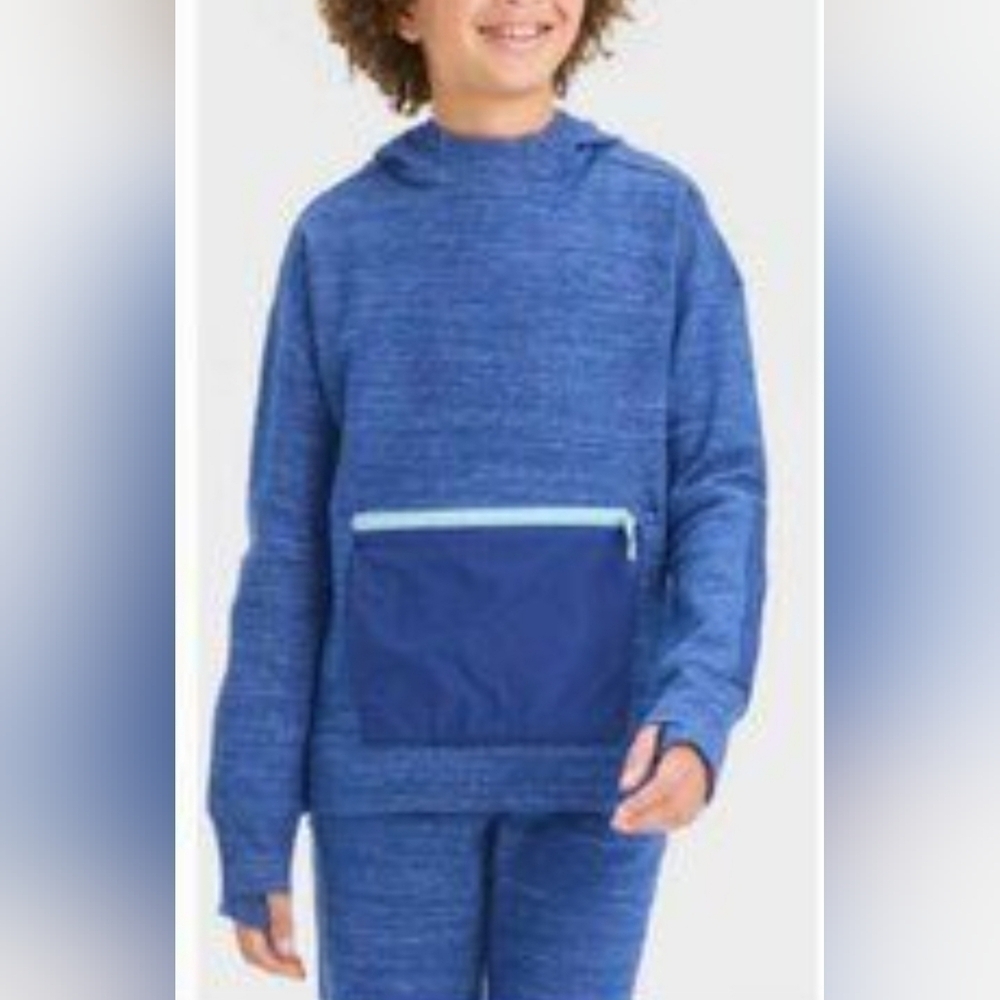 All in Motion Premium Fleece Hoodie XL (14) BOYS GIRLS Heathered Blue